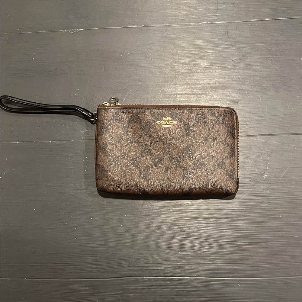 Coach Signature Brown Wristlet